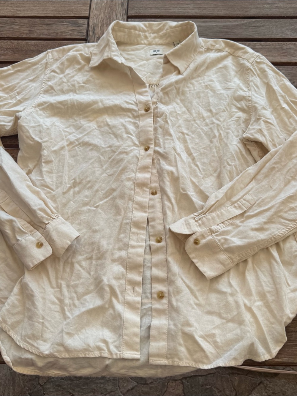 Uniqlo Men's Button-Down Shirt in Beige